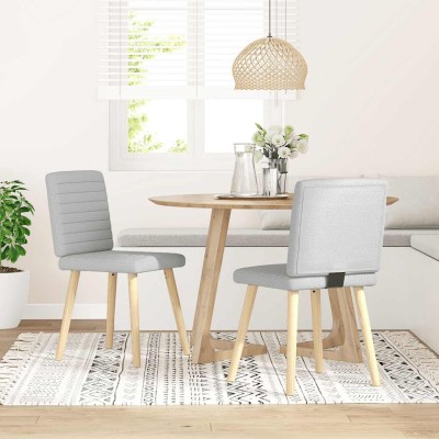 Sillas de comedor 2 uds tela gris nube