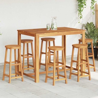Taburetes de cocina 6 unidades madera maciza de acacia