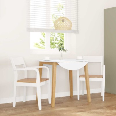 Sillas de comedor 2 unidades madera maciza de caucho blanco