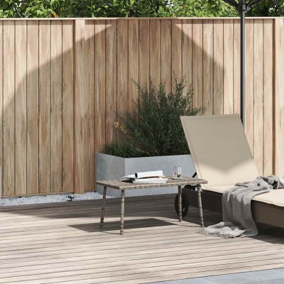 Mesa centro jardín rectangular gris 80x40x37cm ratán sintético
