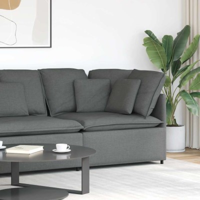 Sofá modular de esquina con cojines gris oscuro 100 cm