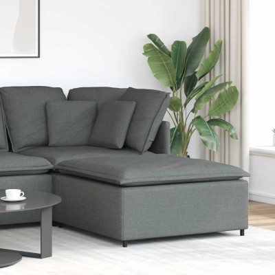 Sofá modular con reposapiés, gris oscuro, 100 x 100 x 48 cm