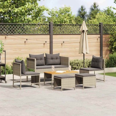 Conjunto de sofá de jardín 6 pcs Gris claro y gris oscuro