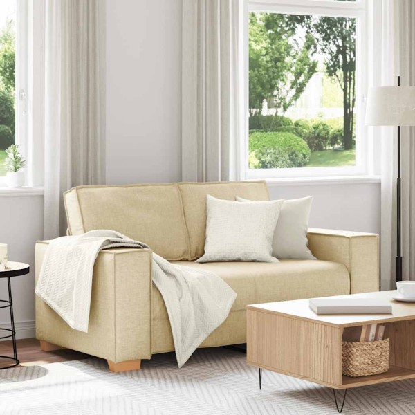 Sofá de 2 plazas   de tela color crema, 120 cm