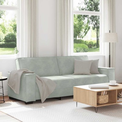 Sofá de 3 plazas terciopelo gris claro 180 cm