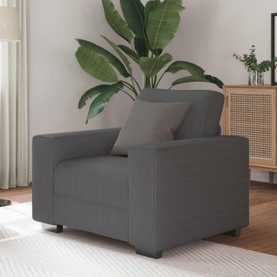 Sillón de tela de pana gris oscuro 60 cm
