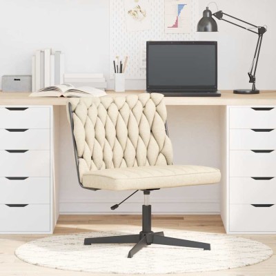 Silla de oficina giratoria tela color crema