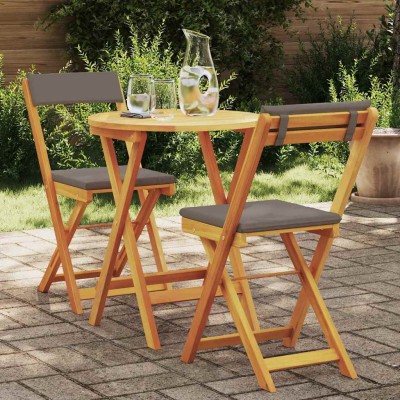 Juego Bistro de Jardín 3 pcs Marrón madera maciza de acacia