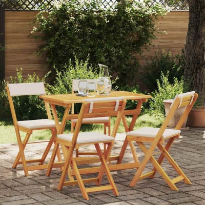 Conjunto bistro 5 pcs Marrón madera maciza de acacia