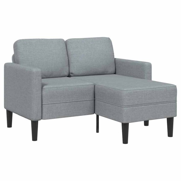 Sofá de 2 plazas con chaise longue en forma L gris claro 125cm