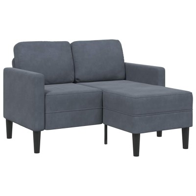 Sofá de 2 plazas con chaise longue en forma L gris oscuro 125cm
