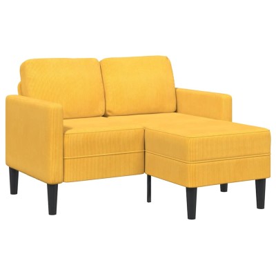 Sofá 2 plazas con chaise longue en forma L amarillo claro 125cm