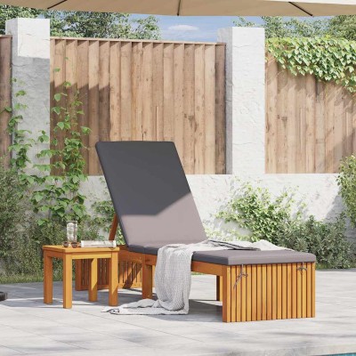 Tumbona Marrón 200 x 55 x 94cm Madera maciza de Acacia
