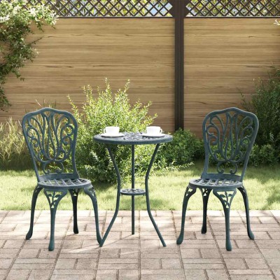 Juego Bistro de Jardín 3 pcs Verde Aluminio