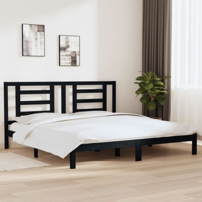 Estructura de cama de madera maciza de pino negro 200x200 cm
