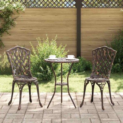 Juego Bistro de Jardín 3 pcs Bronce Aluminio