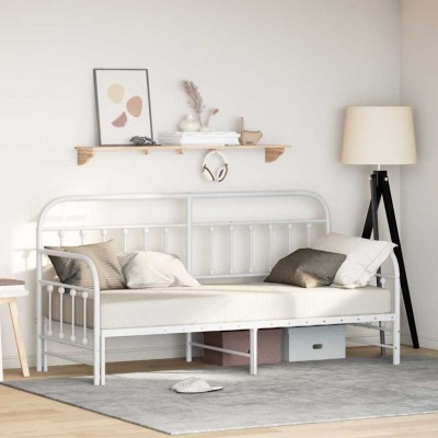 Estructura de cama de día con cabecera Blanco 75 x 190 cm Acero