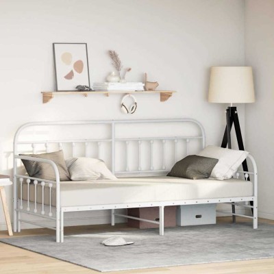 Estructura de cama de día con cabecera Blanco 90 x 200 cm Acero