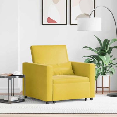 Sofá Cama Individual Amarillo 90 x 165 x 87 cm Terciopelo