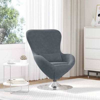 Sillón huevo Gris oscuro 63 x 73 x 90 cm Terciopelo