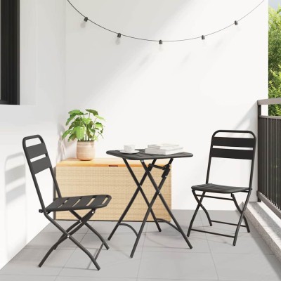 Silla Plegable para Jardín 2 pcs Antracita 55 x 56.5 x 91cm