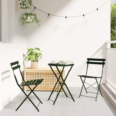 Silla Plegable para Jardín 2 pcs Verde 42 x 46 x 82cm Acero