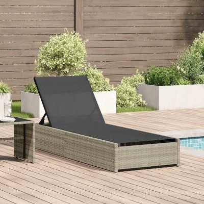 Tumbona con cojín Beige 60 x 200 x 27cm ratán sintético