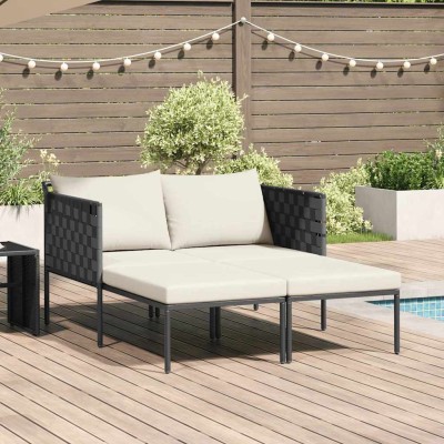 Tumbona con cojín 2-persona Antracita 115 x 153 x 69.5cm Acero