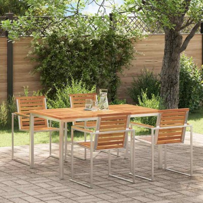 Mesa de Comedor de Exterior Marrón madera maciza de acacia