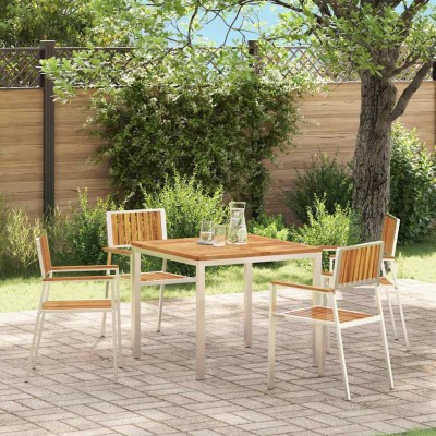 Silla de Jardín 4 pcs Marrón Madera maciza de Acacia