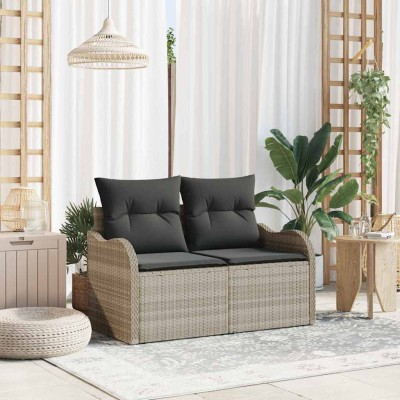 Sofá de jardín Gris Claro 121 x 62 x 69 cm ratán sintético