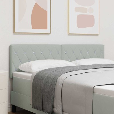 Cabecero de Terciopelo Argyle Gris Claro 160 cm Terciopelo