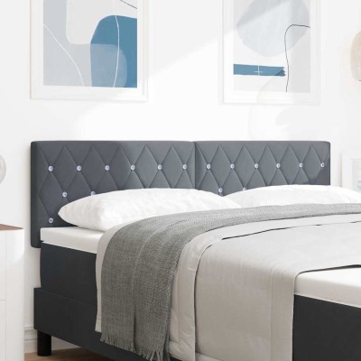 Cabecero de Terciopelo Argyle Gris oscuro 160 cm Terciopelo