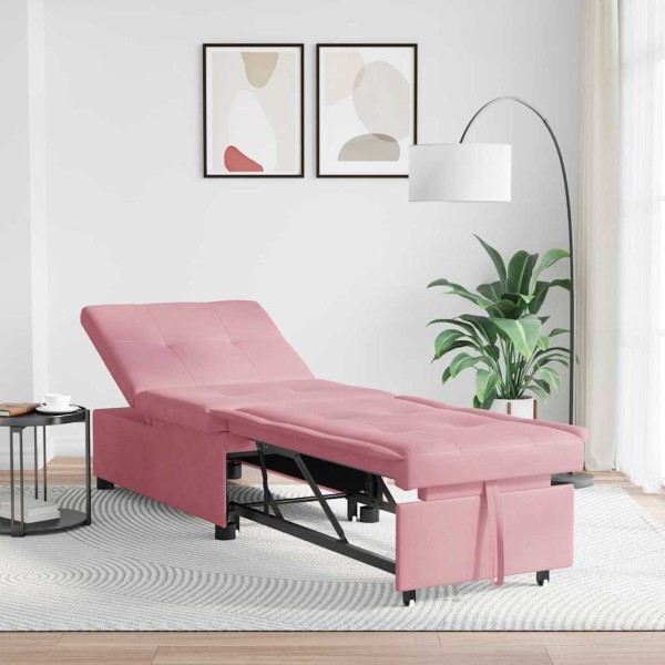 Sofá Cama Rosa 67 x 194 x 38 cm Terciopelo