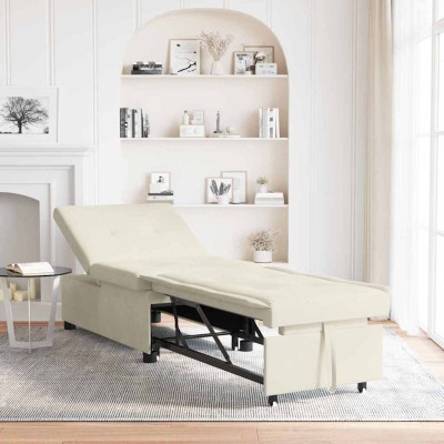 Sofá Cama Crema 67 x 194 x 38 cm Terciopelo