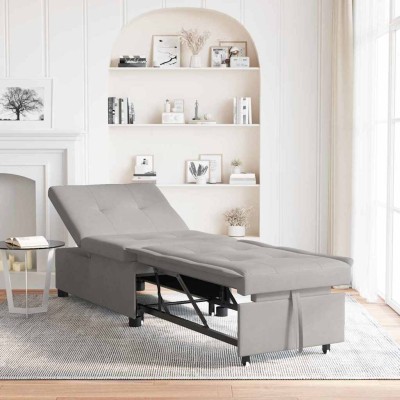 Sofá cama Gris claro 67 x 194 x 82 cm Tejido de microfibra