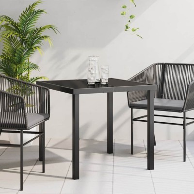 Mesa de Jardín Negro 80 x 80 x 73 cm Madera maciza de Teca