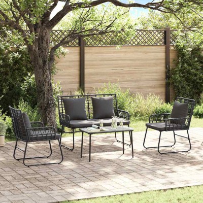 Conjunto de Comedor de Jardín 3 pcs Negro y Antracita