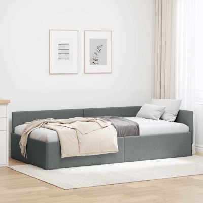 Estructura de cama en esquina Manual Gris oscuro 80 x 200 cm