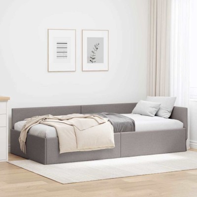 Estructura de cama en esquina con cabecera Taupé 80 x 200 cm
