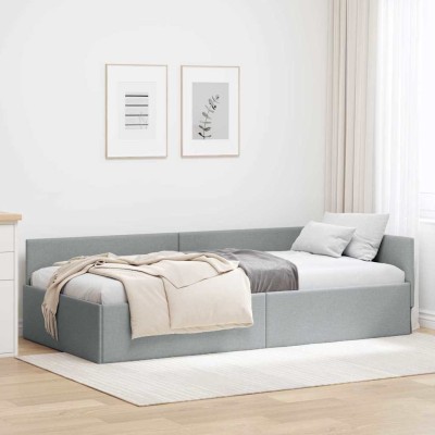 Estructura de cama en esquina Manual Gris claro 90 x 190 cm
