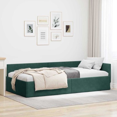 Estructura de cama en esquina Otro Verde oscuro 80 x 200 cm