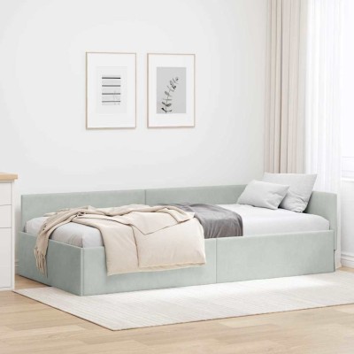 Estructura de cama en esquina Otro Gris claro 90 x 190 cm
