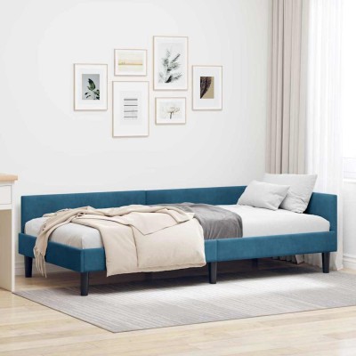 Estructura de Cama Esquinera con cabecera Azul 80 x 200 cm