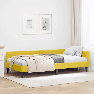 Estructura de Cama Esquinera con cabecera Amarillo 80 x 200 cm
