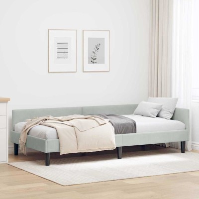 Estructura de Cama Esquinera Manual Gris claro 90 x 190 cm