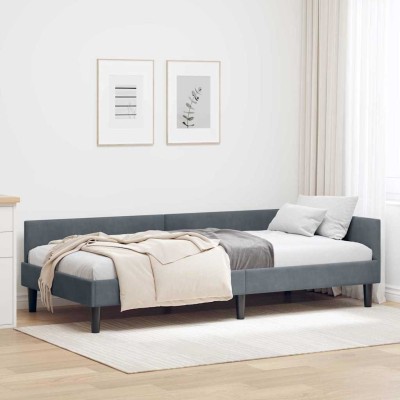 Estructura de Cama Esquinera Manual Gris oscuro 90 x 190 cm