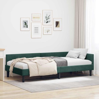 Estructura de Cama Esquinera Manual Verde oscuro 90 x 200 cm