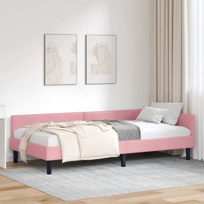 Estructura de Cama Esquinera con cabecera Rosa 90 x 200 cm