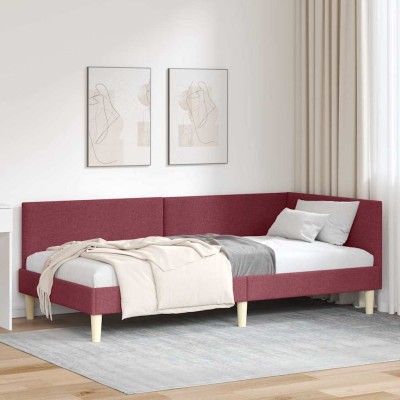 Estructura de cama en esquina Otro Rojo vino tinto 80 x 200 cm
